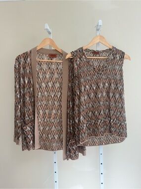 1990s Missoni Made in Italy Metallic Knit Cardigan & Vest Twin Set Estimated M/L